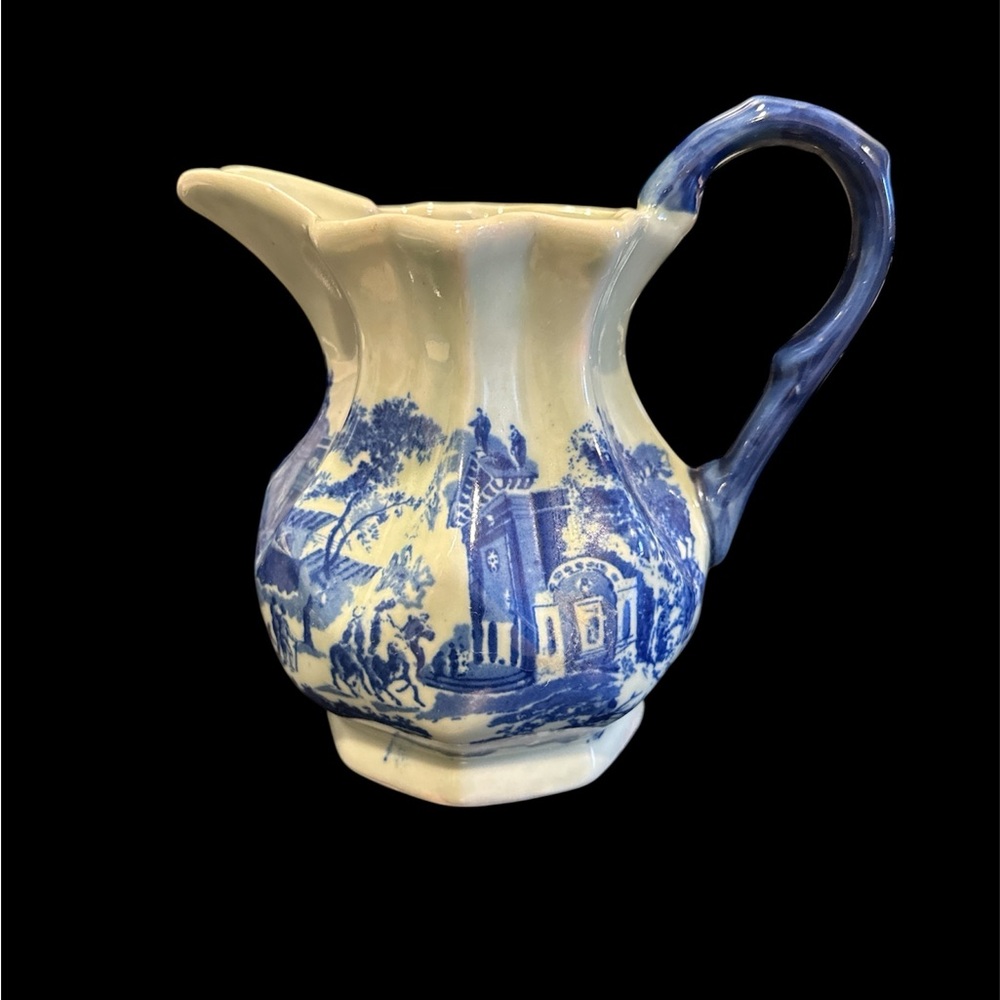 Vintage Victoria Ware Ironstone pitcher flow blue transferware pattern